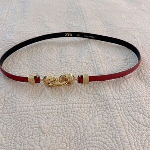 Zara Red Belt with Gold Detail